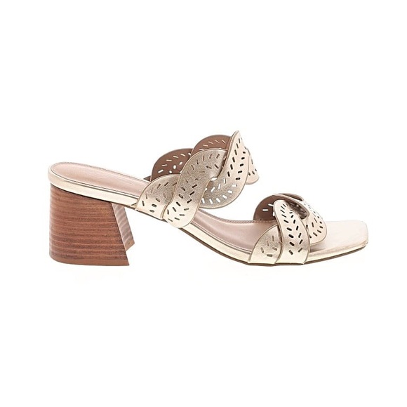 Joie Shoes - JOIE women’s society gold frost perforated straps bloc heel sandal size 8.5 EUC